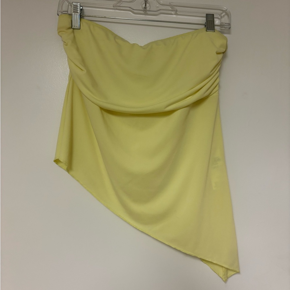 Urban Outfitters Pale Yellow Butter Strapless Top L